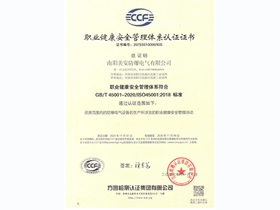 職業(yè)健康安全管理體系認(rèn)證證書(shū)
